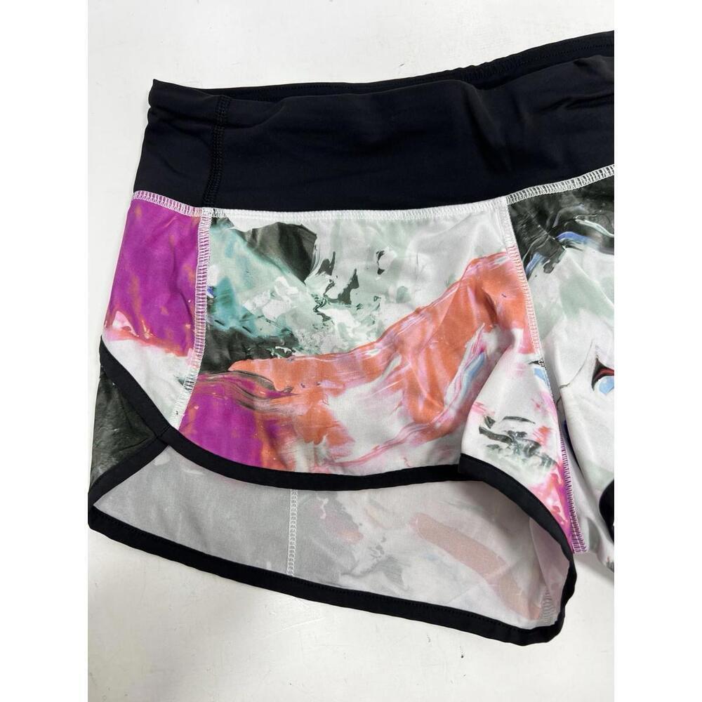 Lululemon Run Low Rise Speed Short 4 Way Stretch Pigment Wave Multi/Black Size 6 - Picture 3 of 9
